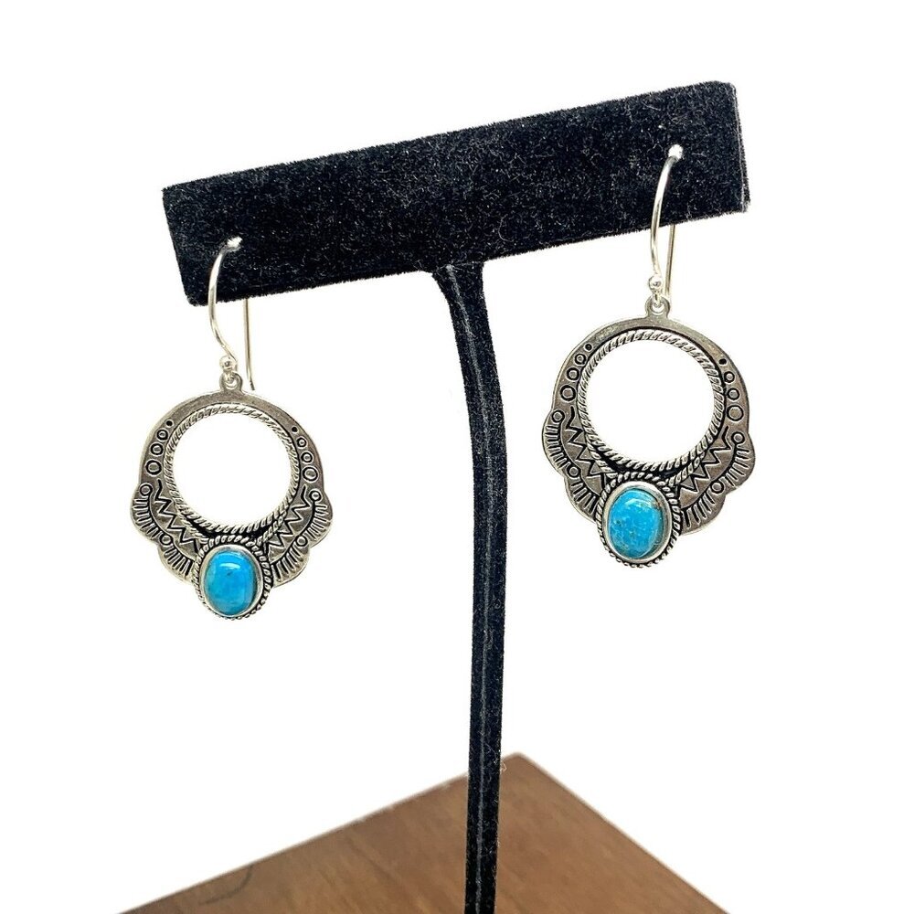 Dangle Earrings Sterling Silver Turquoise Southwestern Style Drop Womens Jewelry